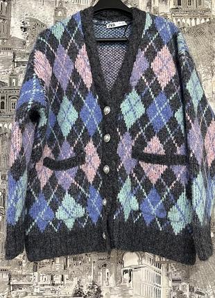 Кардиган zara в ромби теплий