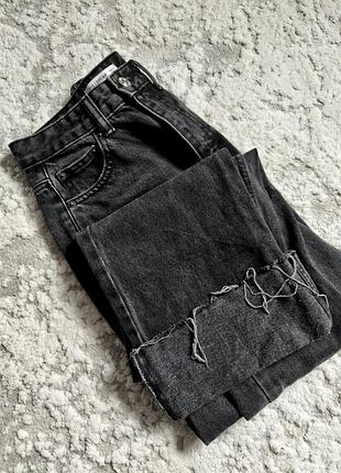 Джинси жіночі, джинси палацо, джинси прям, джинси необроблений низ, сірі джинси, графітові джинси, джинси варьонки, джинси pull&beаr