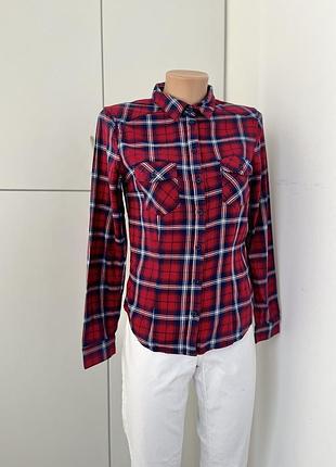 Красная рубашка в клетку / красно - синяя рубашка в клетку / женская рубашка в клетку