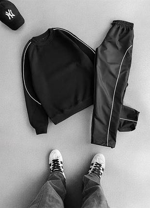 Спортивный костюм женский / мужской черный осенний весенний летний