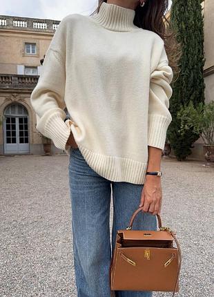 Теплый базовый свитер шерсть кашемир