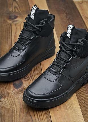 Мужские зимние ботинки на шнуровке утолщенной подошве, натуральная кожа nk 14
