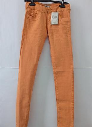 Джинсы женские pull &amp; bear zara, 36,хлопок,оранжевые,джинсы,эластан, оранжевые, узкие, скинни, зауженные,пулендбир,апельсин,прямые, милые, тонкие