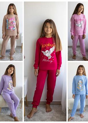 Теплая пижама на байке, утепленная пижама с начесом, байковая теплая пижама для девушек гари поттер, пижама футер с начесом hogwarts, пижама сова, my melody