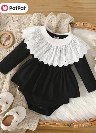 Нова боді сукня для дівчинки чорна з мереживом святкова 9-12 місяців для фотосесії