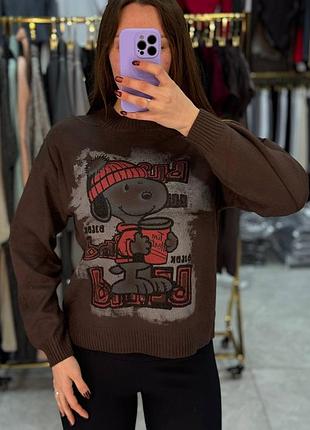 Теплый женский свитер с принтом