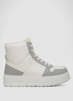 Кроссовки женские зимние на меху, цвет бело-серый, 248rmb07