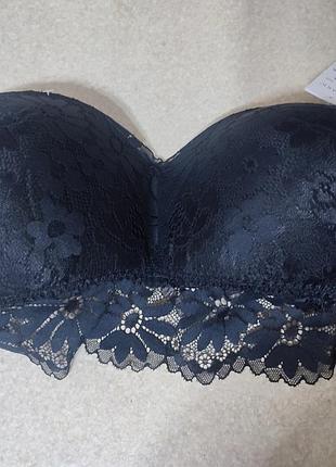 Роскошный кружевной бюстгальтер балконет бандо без бретель без косточек анжелика primark, xl