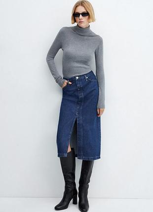 Джинсовая юбка миди mango - s, m, l, xl, xxl
