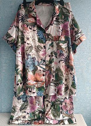 Шикарна атласна жіноча піжама великого розміру мега батал