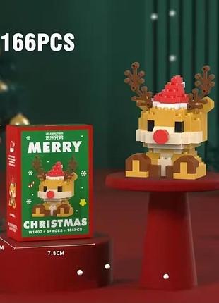 Милый конструктор оленя из блоков новогодний конструктор подарок на новый год рождественский конструктор в виде оленя