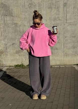 Оверсайз костюм с худи флисовый 42-52 р-р