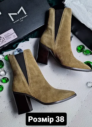 Marc fisher ltd оригінал замшеві черевики ботильони челсі на підборах