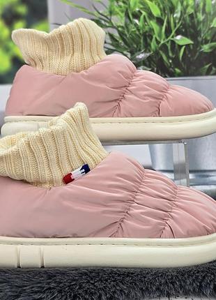 Тапочки женские закрытые чуни lion розовые плащевка на меху 8212