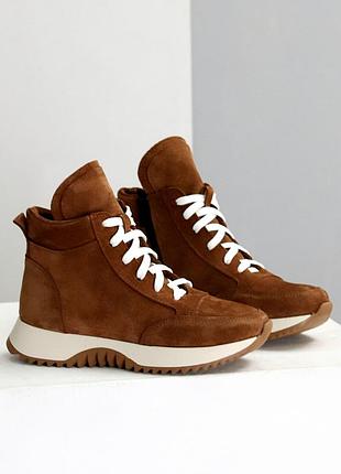 Натуральні замшеві демісезонні руді черевики