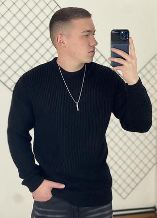 Чорний вʼязаний оверсайз светр new look men, кофта, пуловер, джемпер