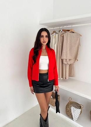 Свитер женский красный короткий осенний весенний зимний