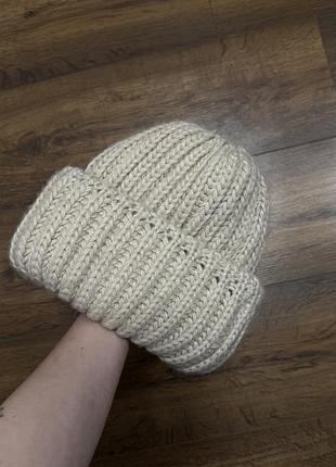 Шапка женская вязанная "джинжер" одинарная с двойным отворотом