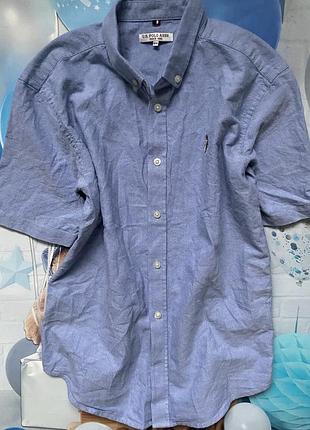 Блакитна сорочка з коротким рукавом 10-11 років