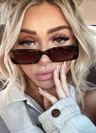 Модные солнцезащитные очки леопардовые узкие ретро очки 7003