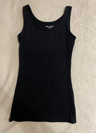 Майка трикотажна подовжена бавовняна по фігурі чорна базова my essential george 8 36