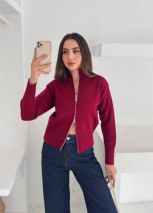 Свитер женский вишневый короткий осенний весенний зимний