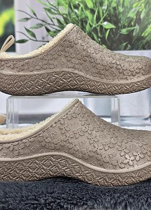 Калоші жіночі без задника dago style бежеві сабо на хутрі 8214