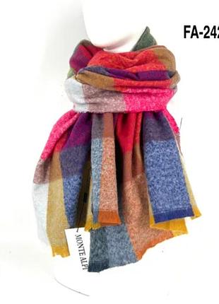 Яркий мягкий теплый шарф палантин из шерсти и вискозы калерблок