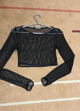 Топ, лонгслив сетка a bikini a day x missguided кроп-топ с длинными рукавами размер s