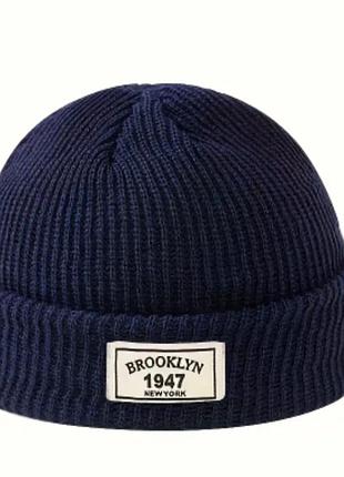 Шапка шапочка унисекс бини шапка бини синяя нова