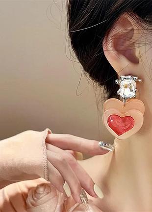 Сережки серця об'ємні
