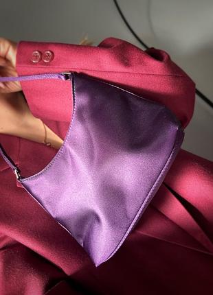 Сумочка жіноча фіолетова атласна коротка ручка під вишивку вечірня