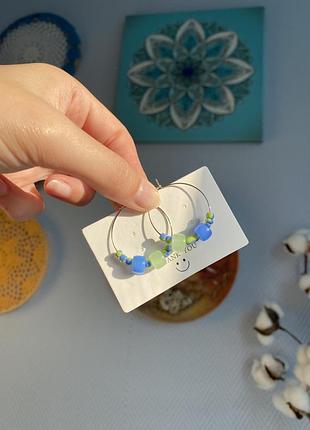 Серьги кольца с подвесками минимализм