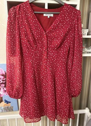 Сукня червона one by one у сердечка