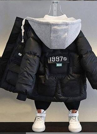 Курточка 95, р.110,120,130,140, плащевка+нейлон+плюш, черный