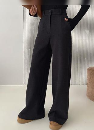 Розкішні теплі брюки-палаццо шерсть талія резинка шерстяні штани вовна зимові зима/осінь під zara mango h&m