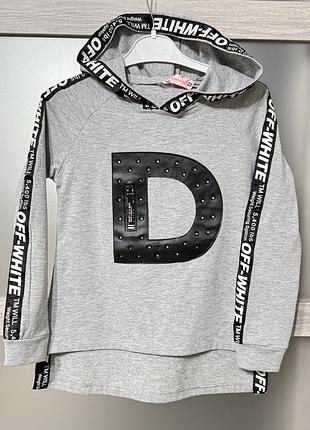 Свитшот кофта реглан с капюшоном