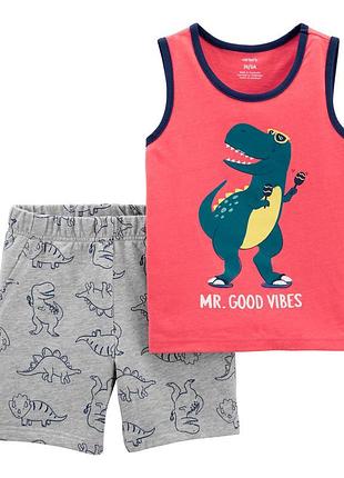 Carters летний комплект двойка картерс шорты футболка mr good vibes