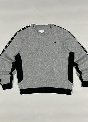 Новий!! сірий світшот lacoste на ламіпасах,худи, толстовка, кофта лакоста, оригінал, size l-xl
