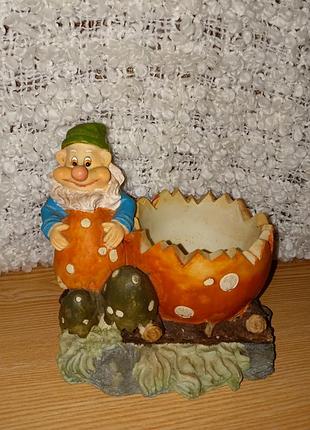 Декоративне кашпо, підставка для вазона із гномиком