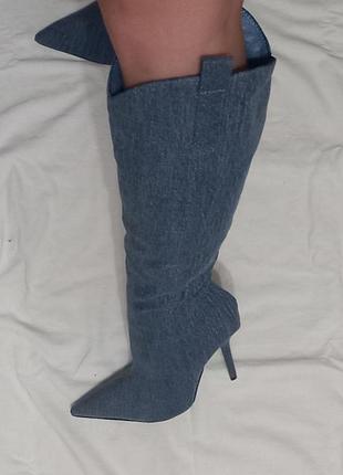 Новые сапоги джинсовые казаки