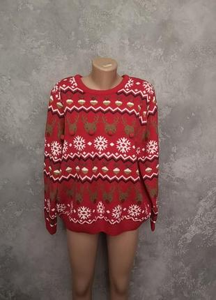 Жіночий новорічний світшот светр сніжинки олені xl новий рік різдво
