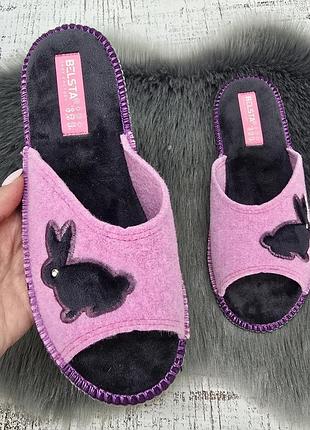 Тапочки женские домашние белста розовые фетровые для ламината с открытым носком 2436-2