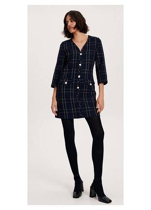 Стильна модна актуальна твідова синя сукня