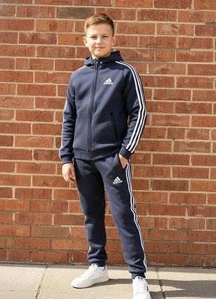 Теплый зимний спортивный костюм adidas для детей, парней, подростков