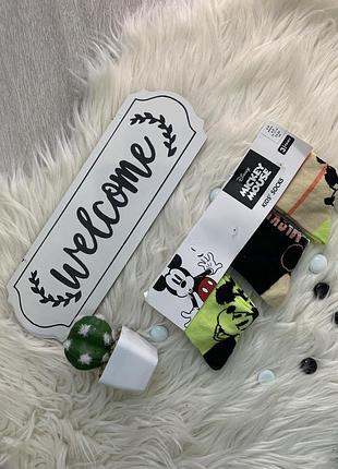 Набор хлопковых носков "микки маус" 23/26 размера, бренд disney