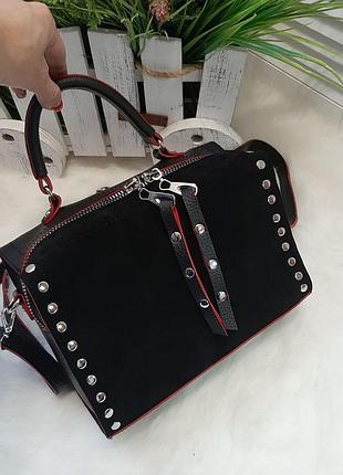 Чорна сумочка коду замш crossbody