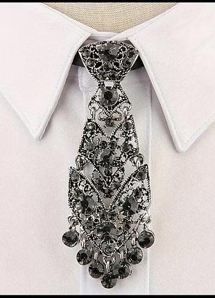 Галстук со стразами, регулируемый