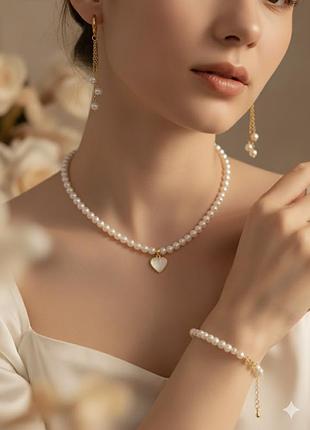 Комплект прикрас з натуральних перлин