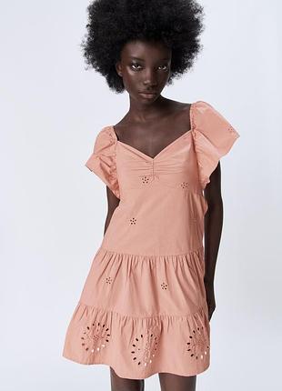 Платье женское розовое мини поплин